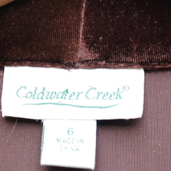 Coldwater Creek Brown Embroidered Velvet Jacket w Bronze Satin Tank Top SET Sz 6 - Picture 5 of 7